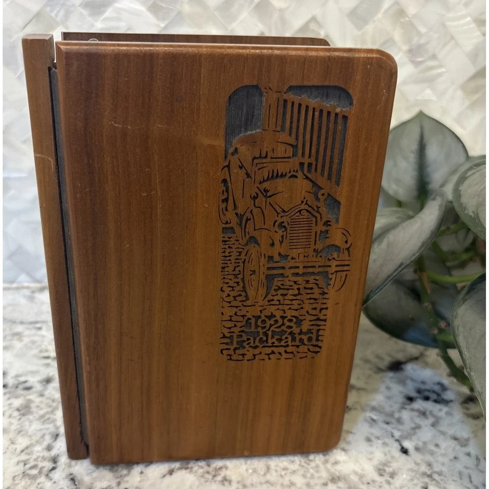 VTG Wooden Address Book 1928‎ Packard laser Engraved Laser Works Bradenton FL